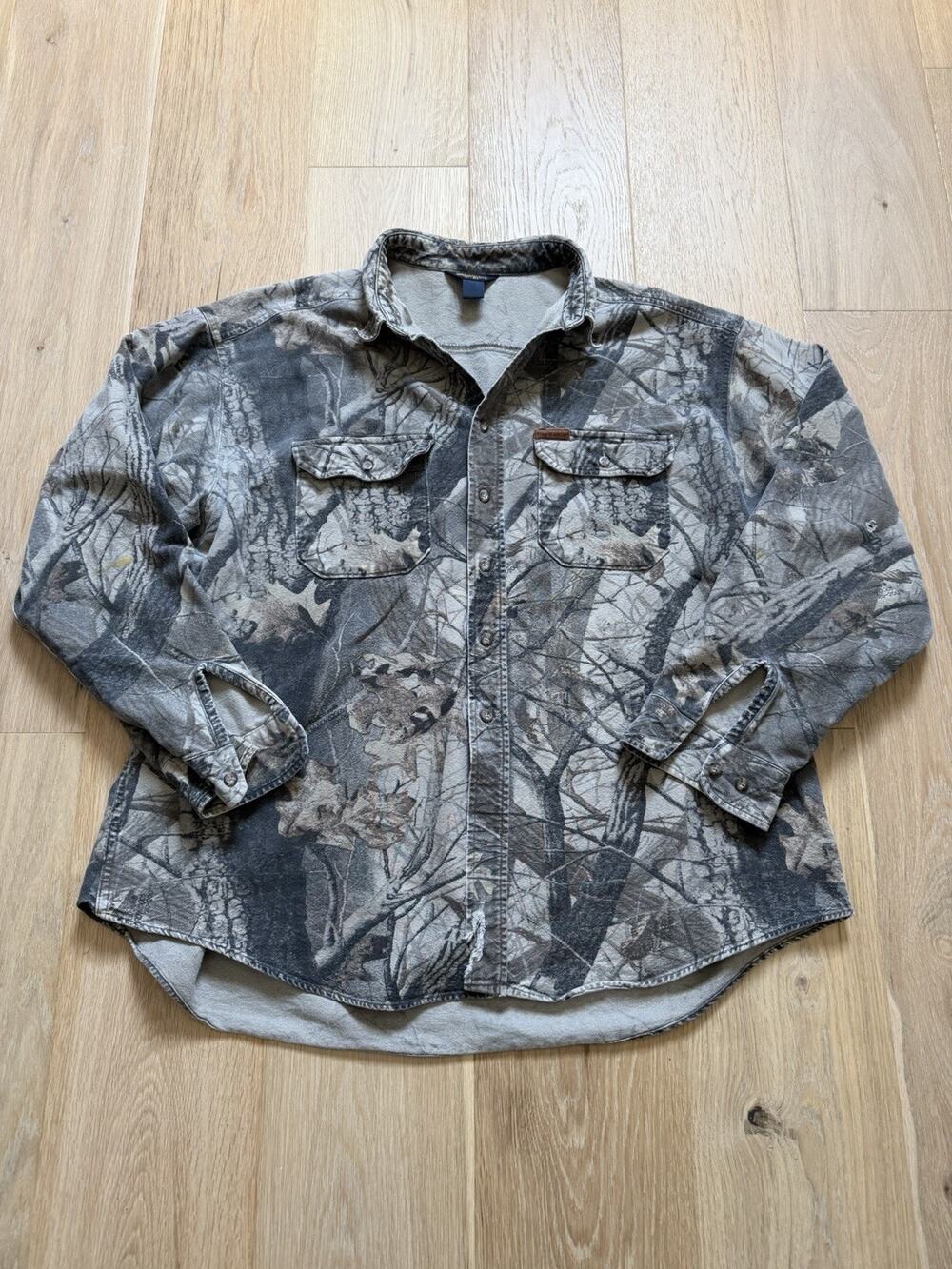 Vtg Woolrich Shirt Mens 2XL Cotton Long Sleeve Button Up Realtree Camo Hard Wood
